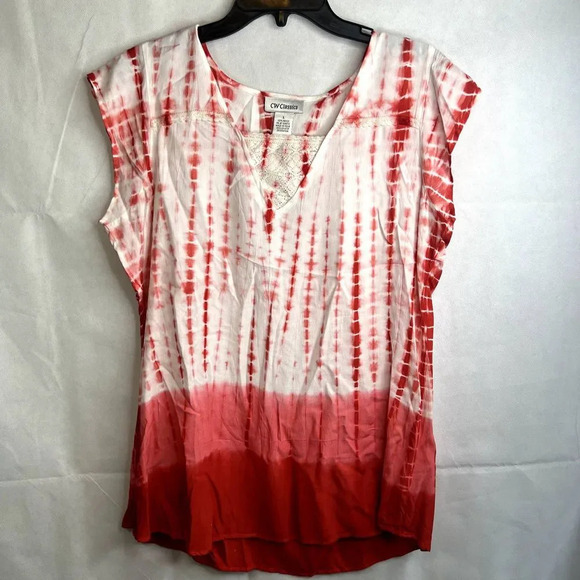 CW Classics Tie Dye Ombre Short Sleeve Top Size Large - Picture 8 of 8